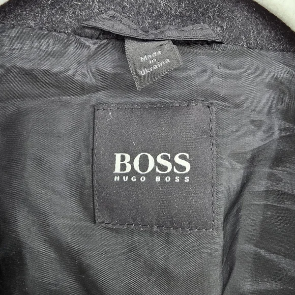 Boss hugo boss cashmere wool mens charcoal black pea coat size 48R - Picture 3 of 8